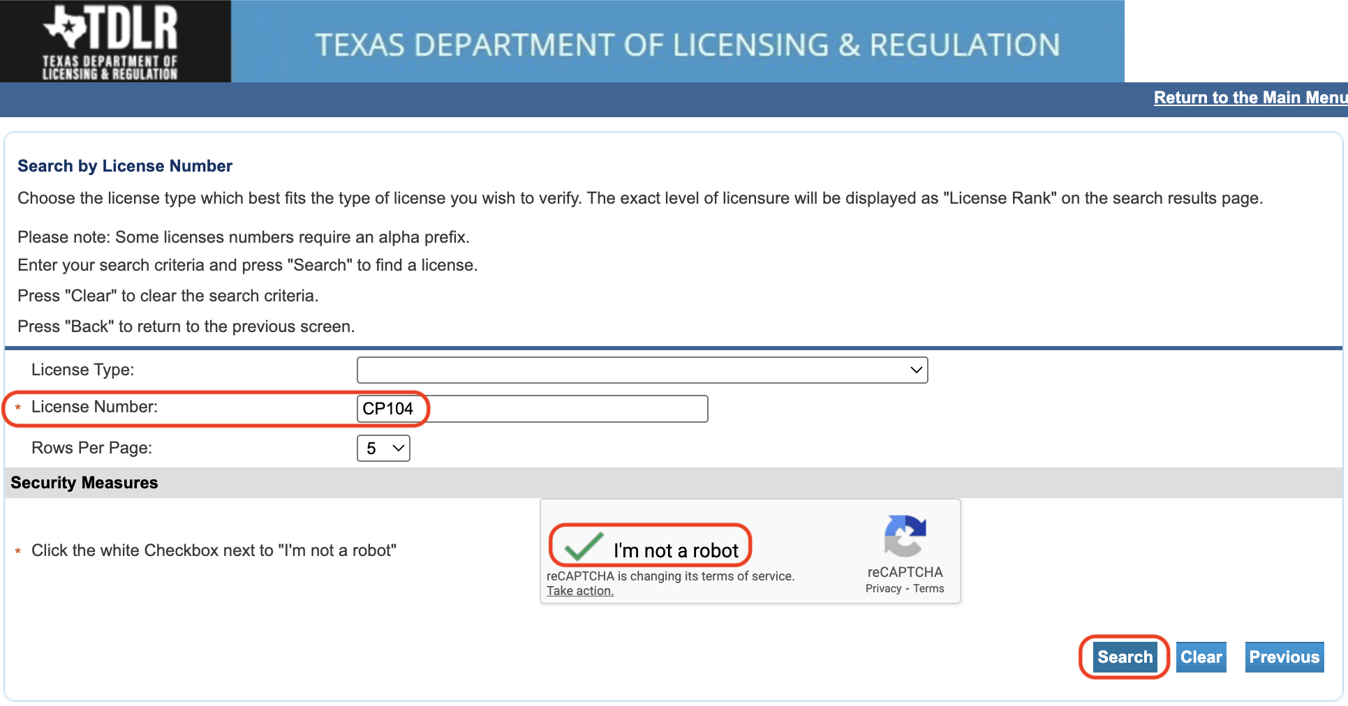 TDLR Approval License Number CP104