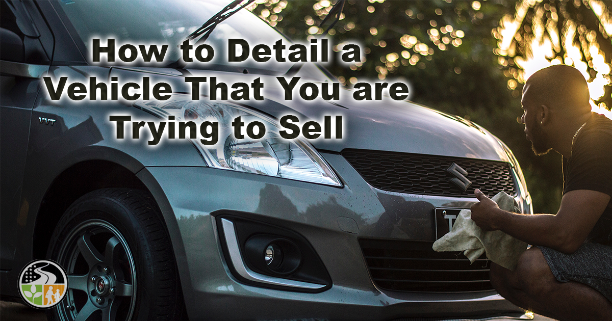 Man detailing a car before selling