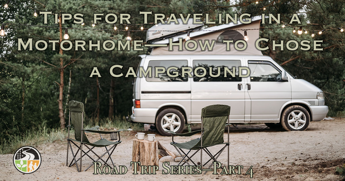 Camping at a campground in a motorhome